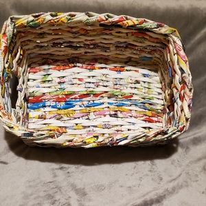 Newspaper Basket Hand Rolled Custom Made Trinket Catch All